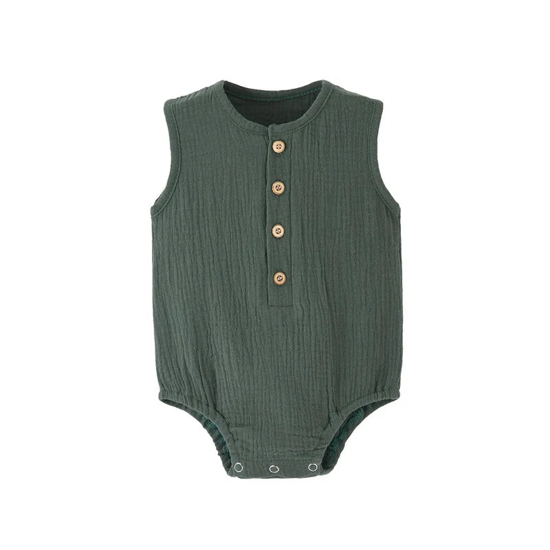 Body Bébé 100 % Coton & Lin – Barboteuse Sans Manches