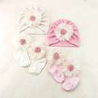 Ensemble Bébé Fille – Bonnet Nœud & Chaussettes