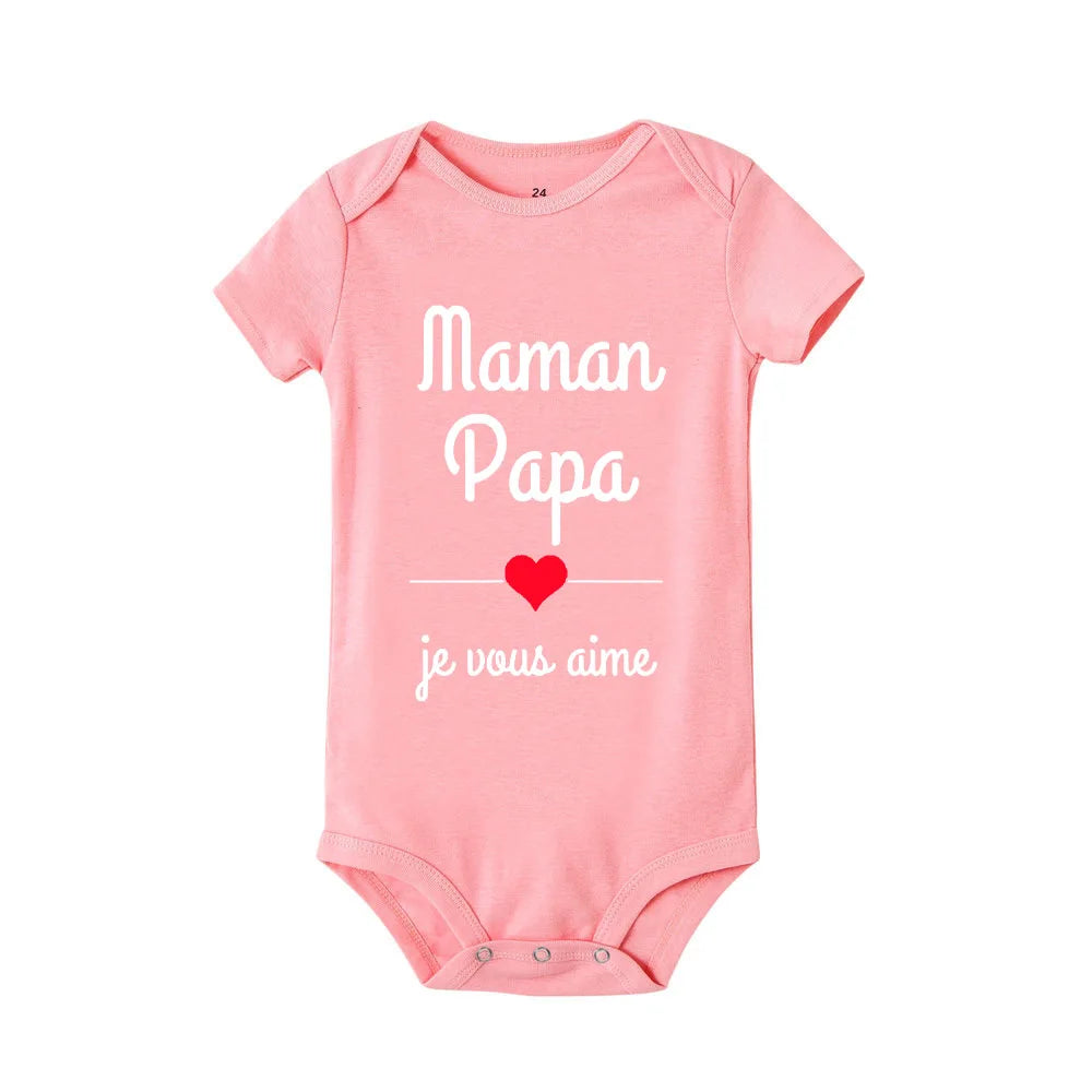 Body Bébé "Maman Papa Je Vous Aime" – Barboteuse à Message