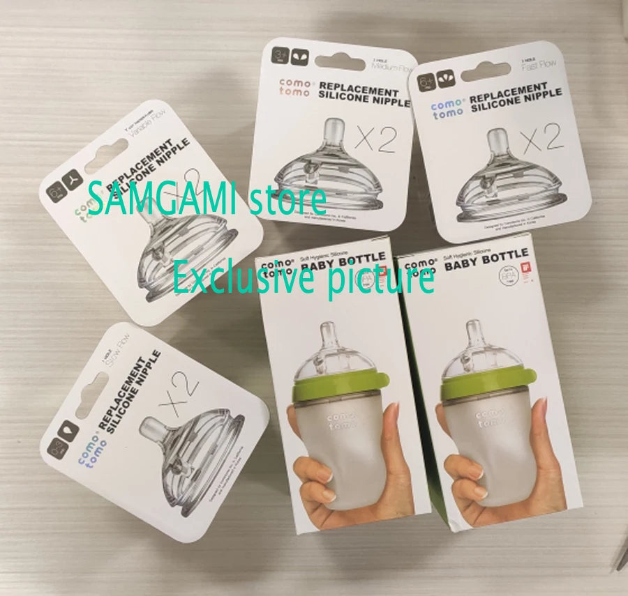 Baby Bottles 2 Pack BPA free Feeding bottle children kids Silicone Baby Bottle Green/Pink 5 oz and 8 oz