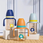 1pcs  baby bottle, PP baby bottle with handle, including 3 interchangeable heads, bottles, cups, baby learning cup, 3-in-1 duckb