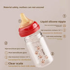 Newborn Baby Feeding Bottle 0-6 Months Anti Bloating Anti Spitting Choking Bebe Glass Milk Bottle 80ml And 160ml Silicone Nipple