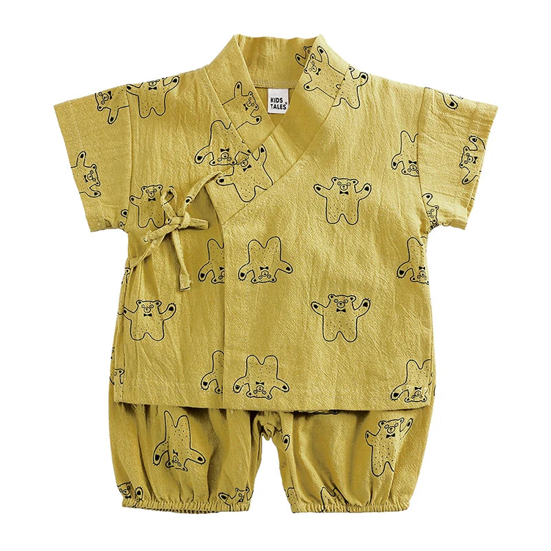 Pyjama Bébé Été 2 Pièces – Haut Cartoon & Short Confortable