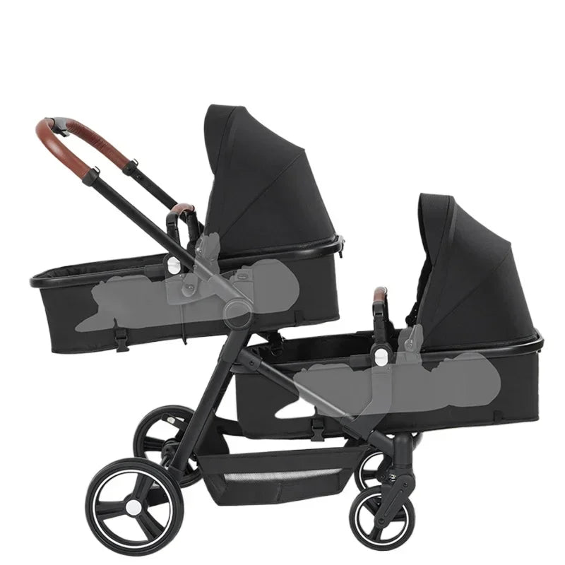 Foldable Double Seat Stroller Can Be Taken on Board Portable Twin Multifunctional Stroller Comfortable Lightweight Twin Stroller