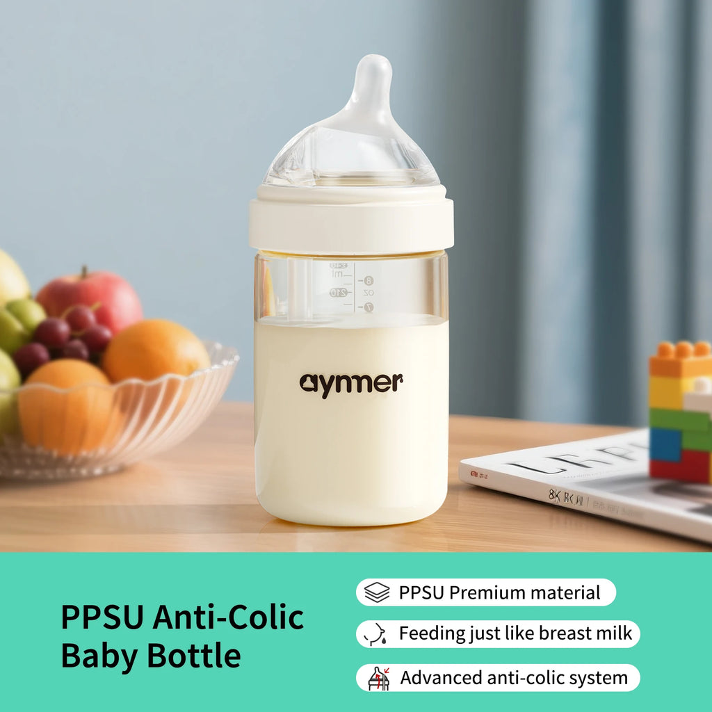 2Pcs Baby Safety PPSU Materials Bottle Newborn Baby Anti Choking Bottles 0-1Y Baby Silicone Nipple Bottle For Newborn Feeding
