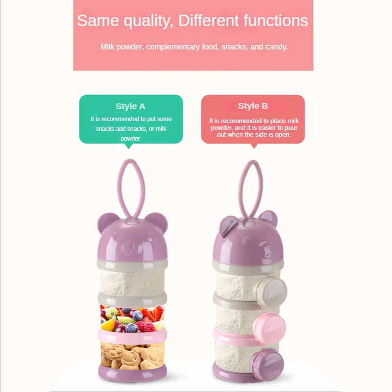 3/4 Layer Large Capacity Baby Milk Powder Box Portable Toddle Food Individual Storage Box Multi Open Snack Container Seale Tank
