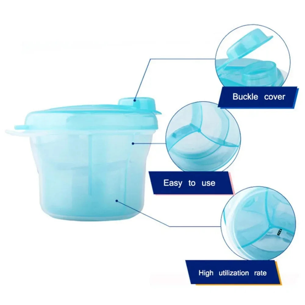 3-grid Portable Formula Dispenser for Infant Formula, Free of Bisphenol A, Outdoor Baby Food Storage Box
