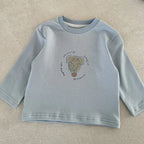 2026 Spring Korean Baby Clothing Cartoon Pattern Blouse for Boys Blue Sweatshirt Long Sleeve for Toddler