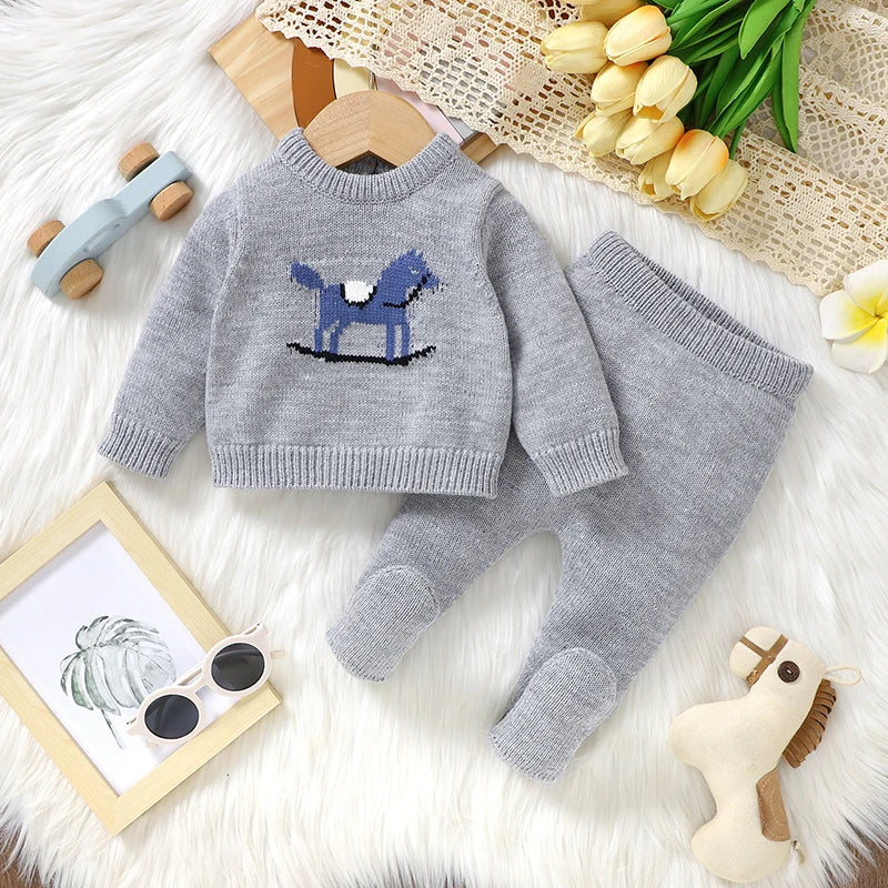 Ensemble Tricot Bébé – Hiver, 0-9 mois, Manche Longue