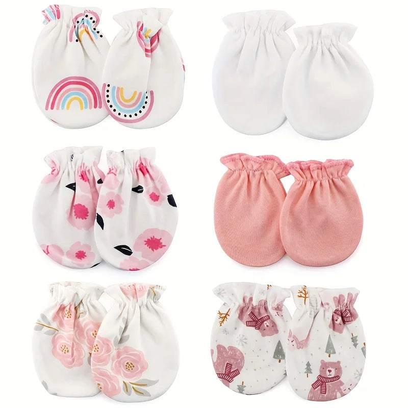 Lot 6 Moufles Bébé – Coton Doux