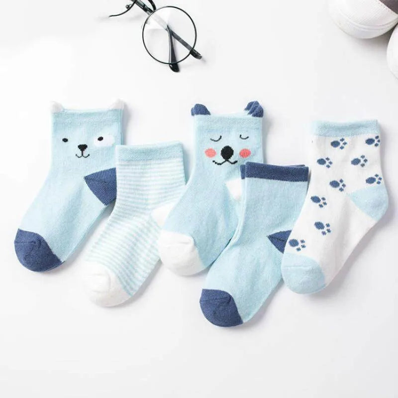 Lot 5 Chaussettes Bébé – Chat Mignon