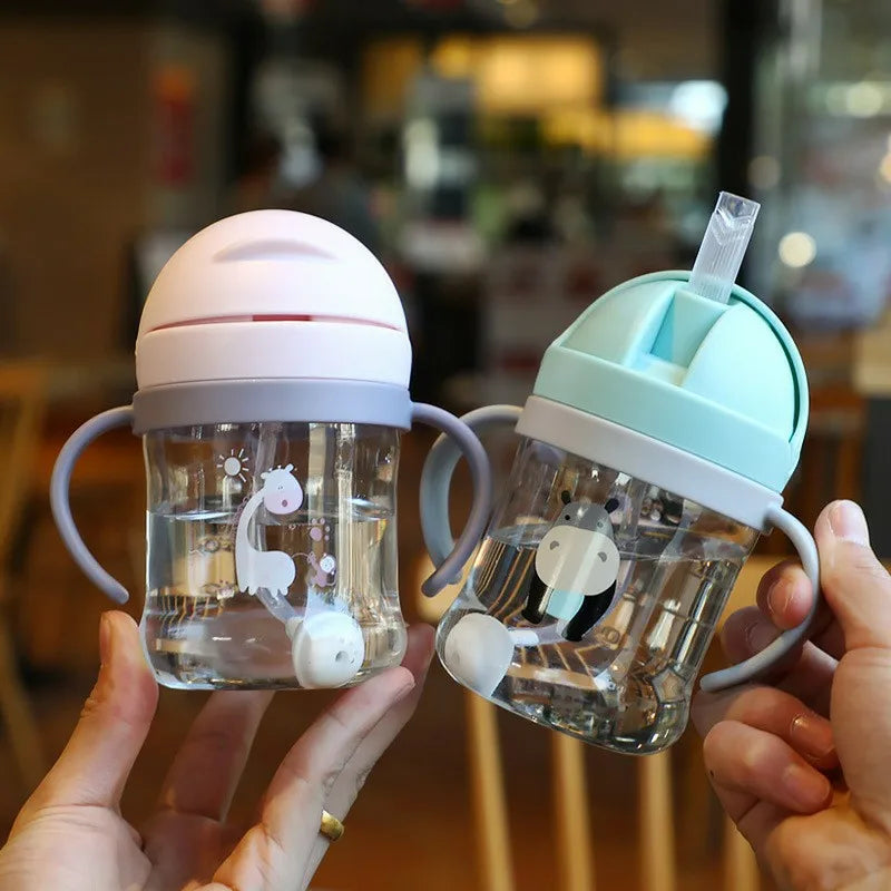 250ml Baby Feeding Cup with Straw Children Learn Feeding Drinking Bottle Kids Training Cup with Straw