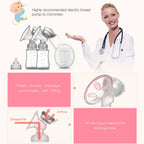 ZIMEITU Double Electric Breast Pumps Powerful Nipple Suction USB Electric Breast Pump with Baby Milk Bottle Cold Heat Pad Nippl
