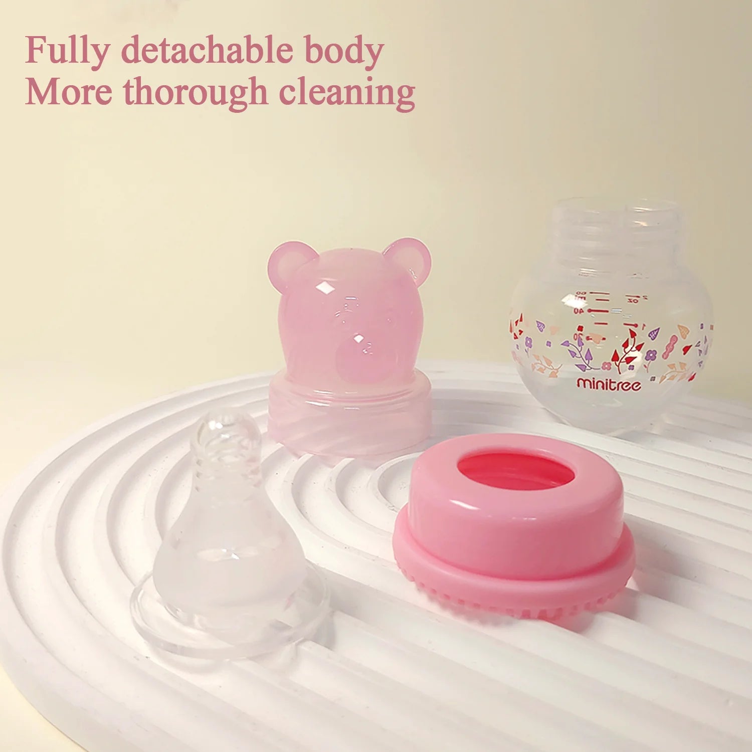 60ml wide diameter baby PP bottle, Cartoon bear shape newborn mini bottle, BPA-free, anti-drop and anti-drop, holiday gift