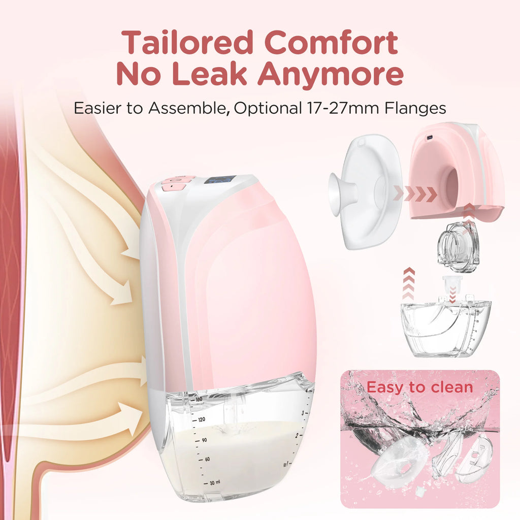 Wearable Breast Pump Electric Breastpumps Hands Free Comfort Milk Collector Lightweight with LED Display 3 Modes & 12 Levels