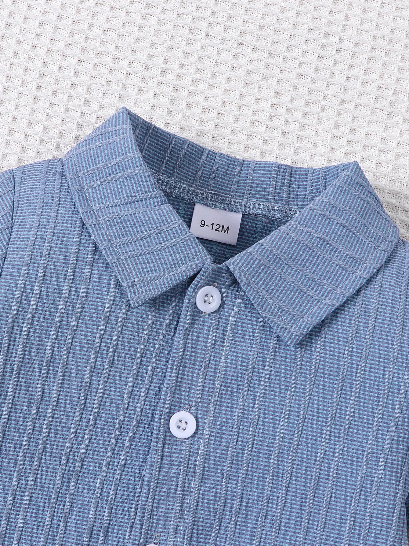 Ensemble Bébé Garçon 2 Pièces – Chemise Jacquard & Short d'Été