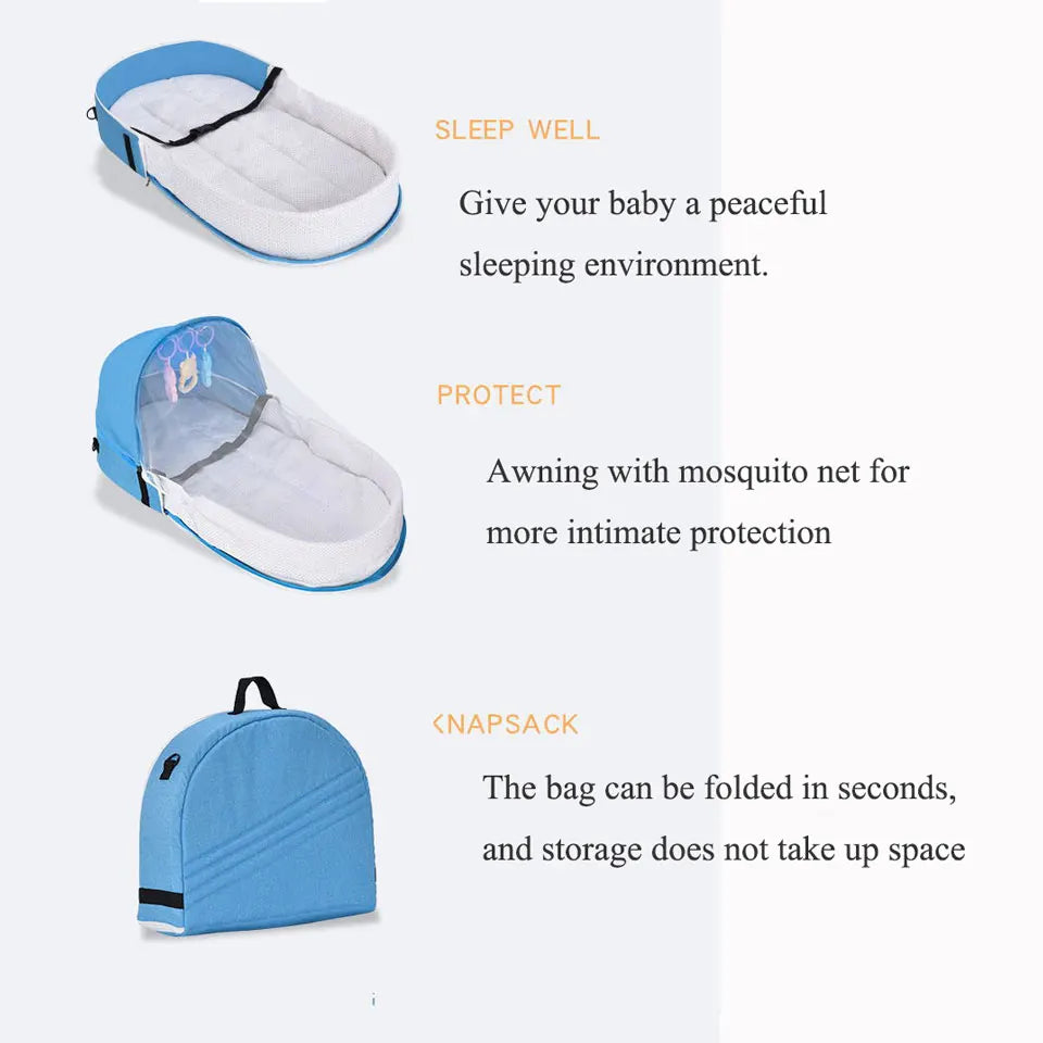 Portable Travel Baby Crib Foldable Baby Cot Nest Multi-function Baby Bed with Protection Mosquito Net Cradle for Newborns Crib