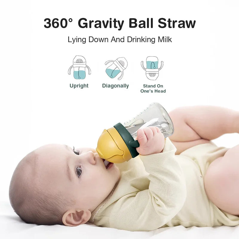 MAMIJOY Baby Water Bottle With Straw＆Handle Dust cover For Kids 160ml Leakproof Baby Feeding Children's Water Cup  BPA Free BY02