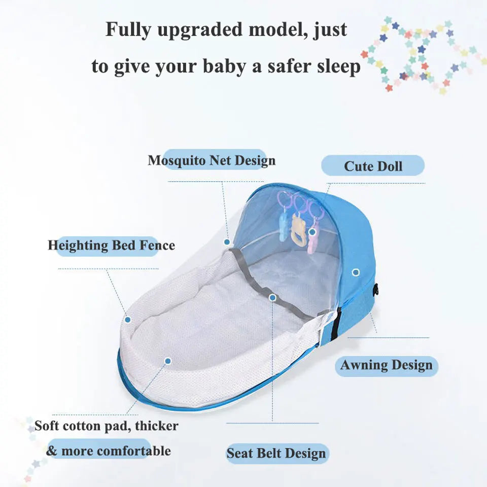Portable Travel Baby Crib Foldable Baby Cot Nest Multi-function Baby Bed with Protection Mosquito Net Cradle for Newborns Crib