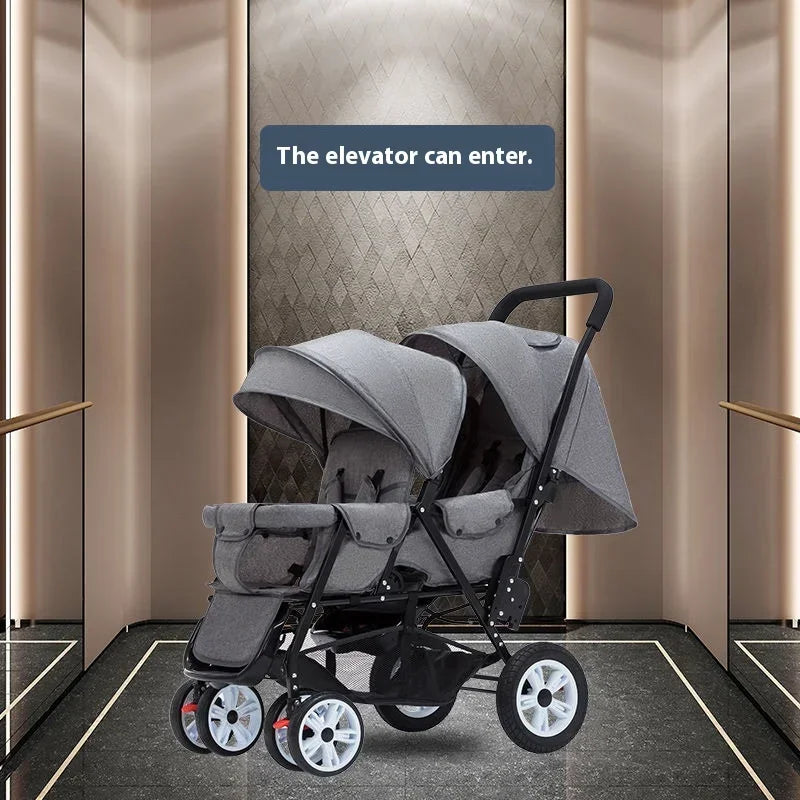 EU STOCK Twin strollers kids two seats strollers foldable carriage wholesale baby stroller Front and rear seats