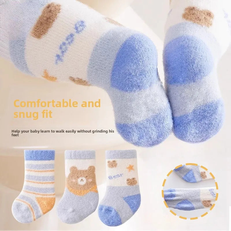 Chaussettes Bébé – Chaudes Antidérapantes 3 paires