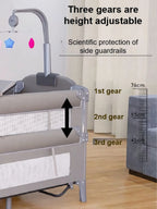 5-in-1 Baby Playpen Crib Bedside Sleeper with Diaper Table and Activity Center Foldable Multifunctional Infant Bed Winter Baby