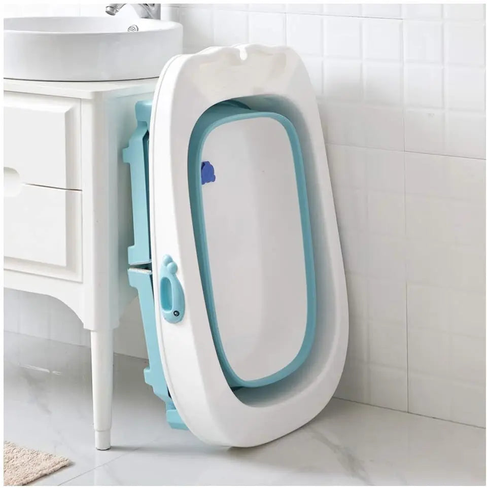 Baby Bathtub, foldable bathtub with cork, bathtub child length cm, 0-10 years (blue)
