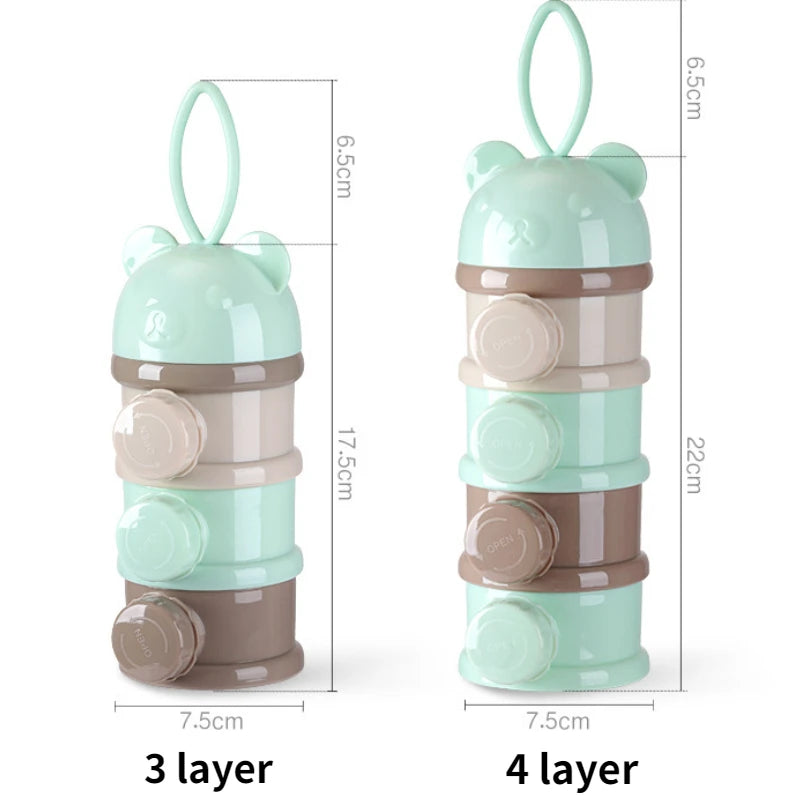 3/4 Layer Large Capacity Baby Milk Powder Box Portable Toddle Food Individual Storage Box Multi Open Snack Container Seale Tank