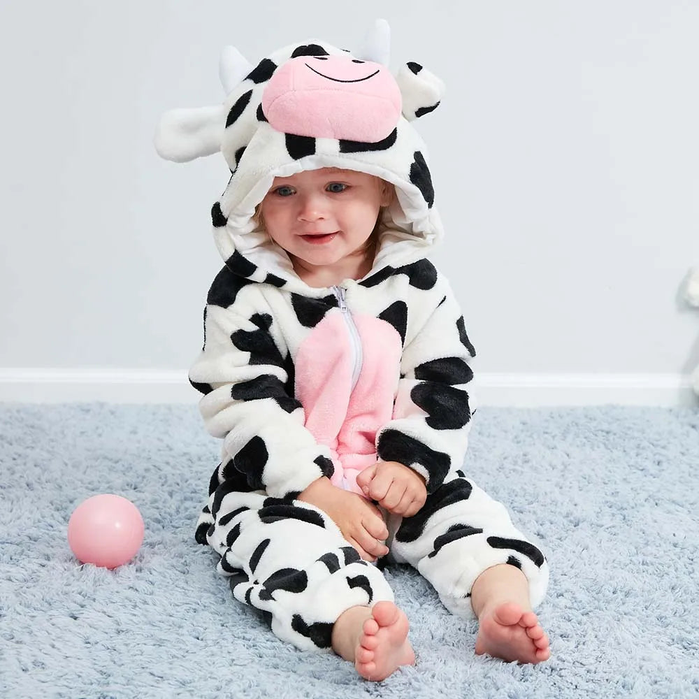 0-4T Big Size Baby Rompers Winter Warm Christmas Baby Jumpsuits Unicorn Kigurumi Pajamas Onesies for Babies Newborn Baby Clothes