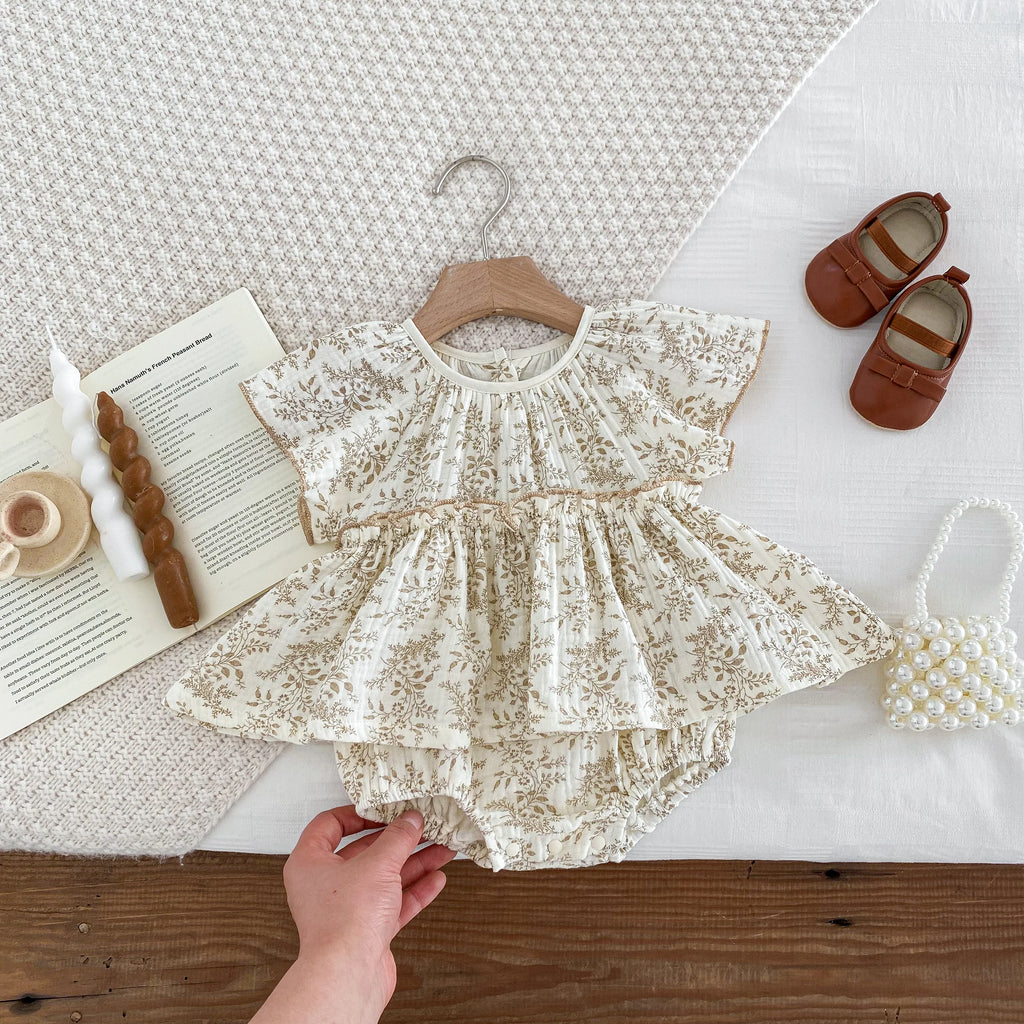 Barboteuse Bébé Fille Été – Body Fleuri Léger & Confortable