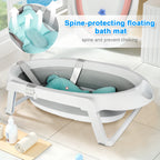 Baby bathtub with bathtub holder foldable with Bath cushion-safe and comfortable for newborn-blue/pink/gray