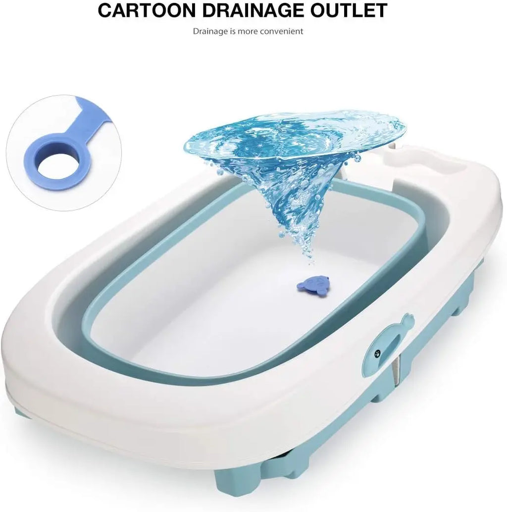 Baby Bathtub, foldable bathtub with cork, bathtub child length cm, 0-10 years (blue)