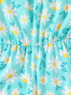 Barboteuse Bébé Fille Fleurie – Combinaison à Bretelles & Sac Assorti