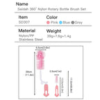 3 in 1 Set SAIDAH 360° Nylon Rotating Feeding Milk Bottle Brush Set
