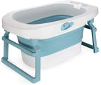 Baby Bathtub, foldable bathtub with cork, bathtub child length cm, 0-10 years (blue)