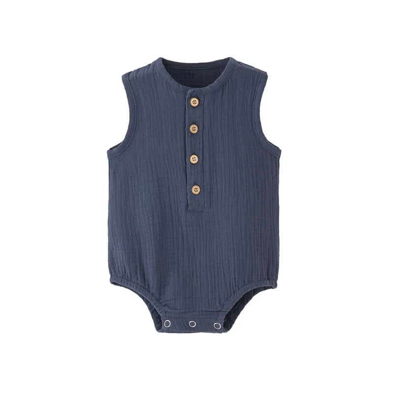 Body Bébé 100 % Coton & Lin – Barboteuse Sans Manches