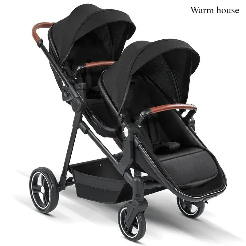 Foldable Double Seat Stroller Can Be Taken on Board Portable Twin Multifunctional Stroller Comfortable Lightweight Twin Stroller