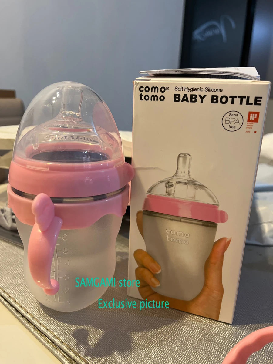 Baby Bottles 2 Pack BPA free Feeding bottle children kids Silicone Baby Bottle Green/Pink 5 oz and 8 oz