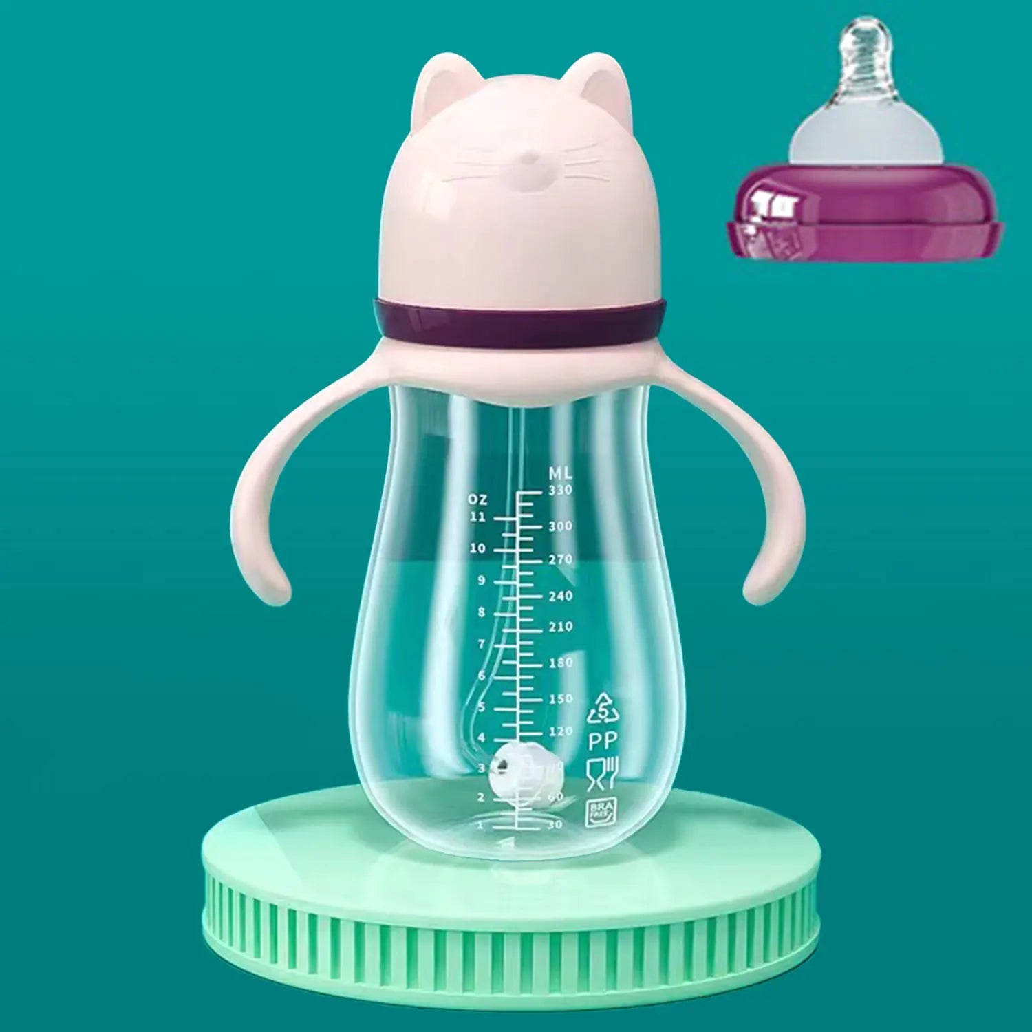 240ml newborn baby PP bottle, baby anti-colic bottle with handle, thickened and drop-proof, inverted without leakage, BPA-free