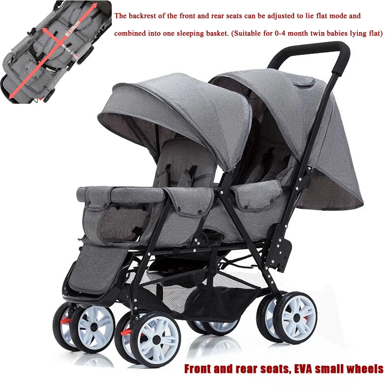 EU STOCK Twin strollers kids two seats strollers foldable carriage wholesale baby stroller Front and rear seats