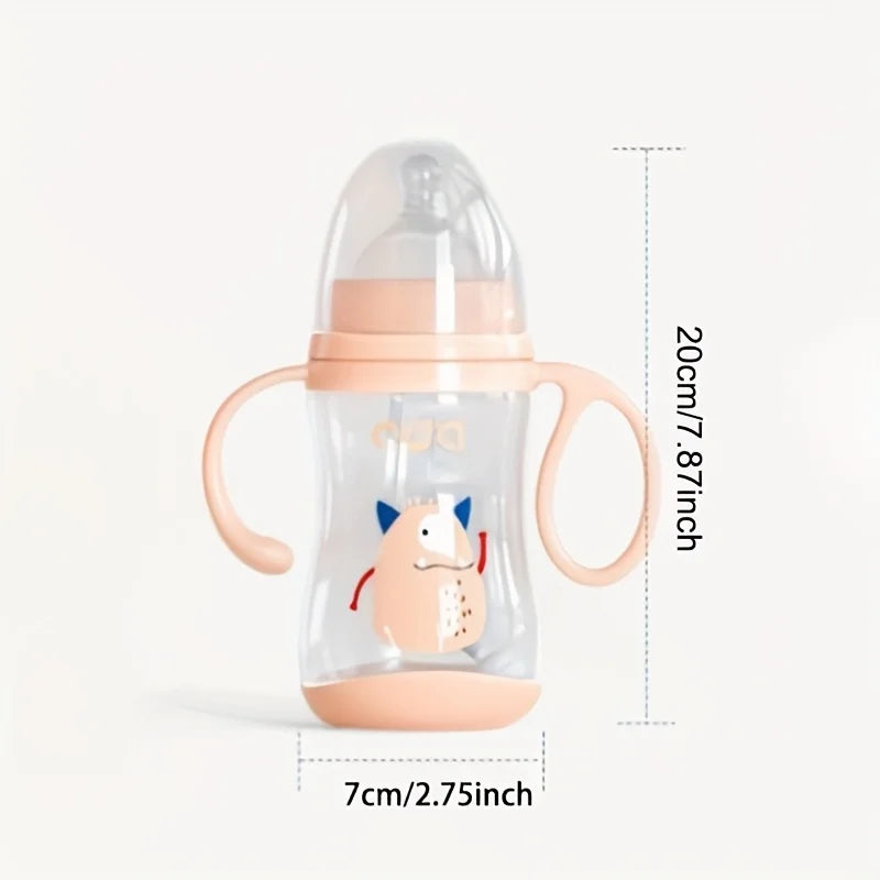 Large caliber baby bottle, 300ml/10.5oz, durable PPSU, straw and balancer - wide mouth design, suitable for easy learning