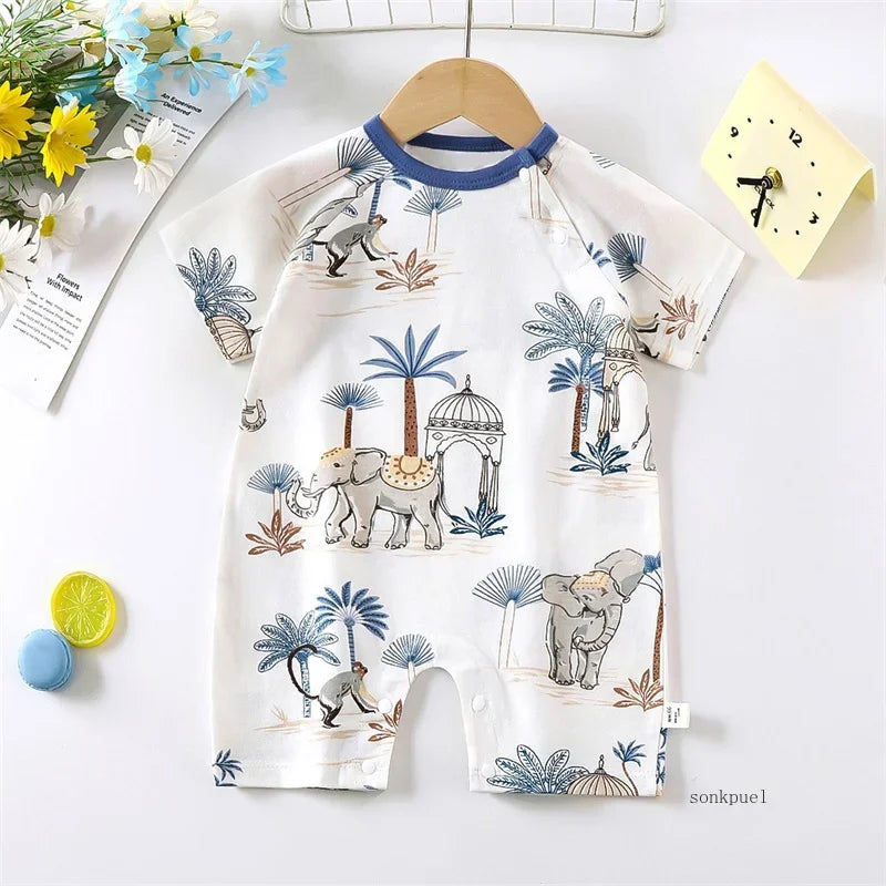 Barboteuse Bébé Cartoon – Body Été en Coton Léger Manches Courtes