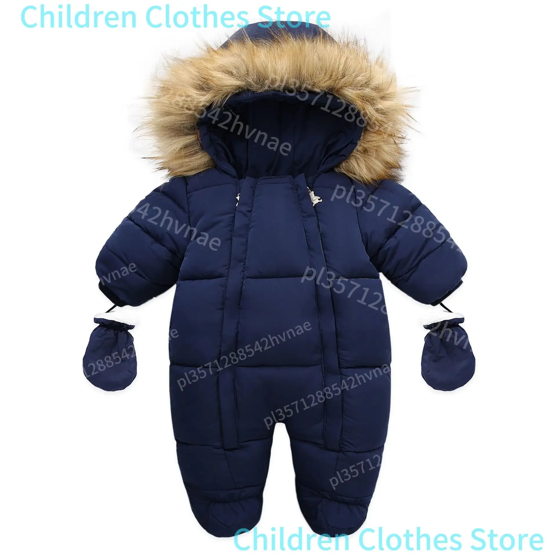 2025 New Winter Baby Rompers Thick Warm Infant Hooded Inside Fleece Jumpsuit Newborn Boy Girl Overalls Toddler Clothing Set