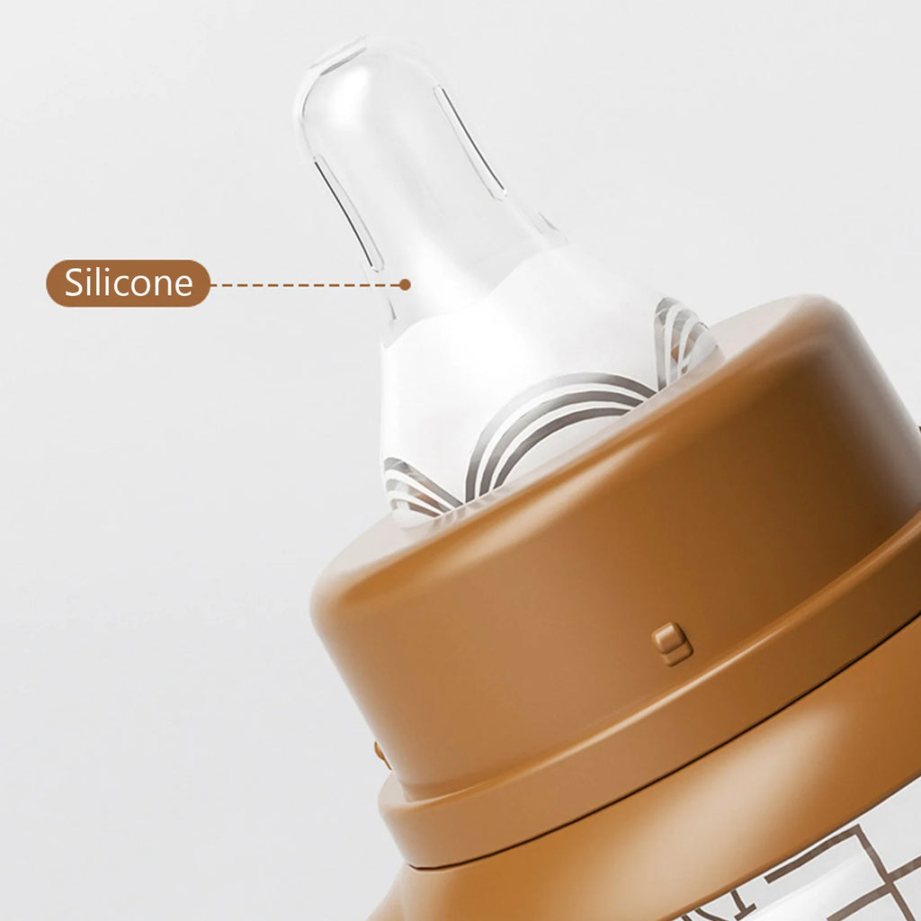 The new straight-body baby bottle, cute with handle, anti-flatulence standard mouth 240ml baby bottle, Christmas gift