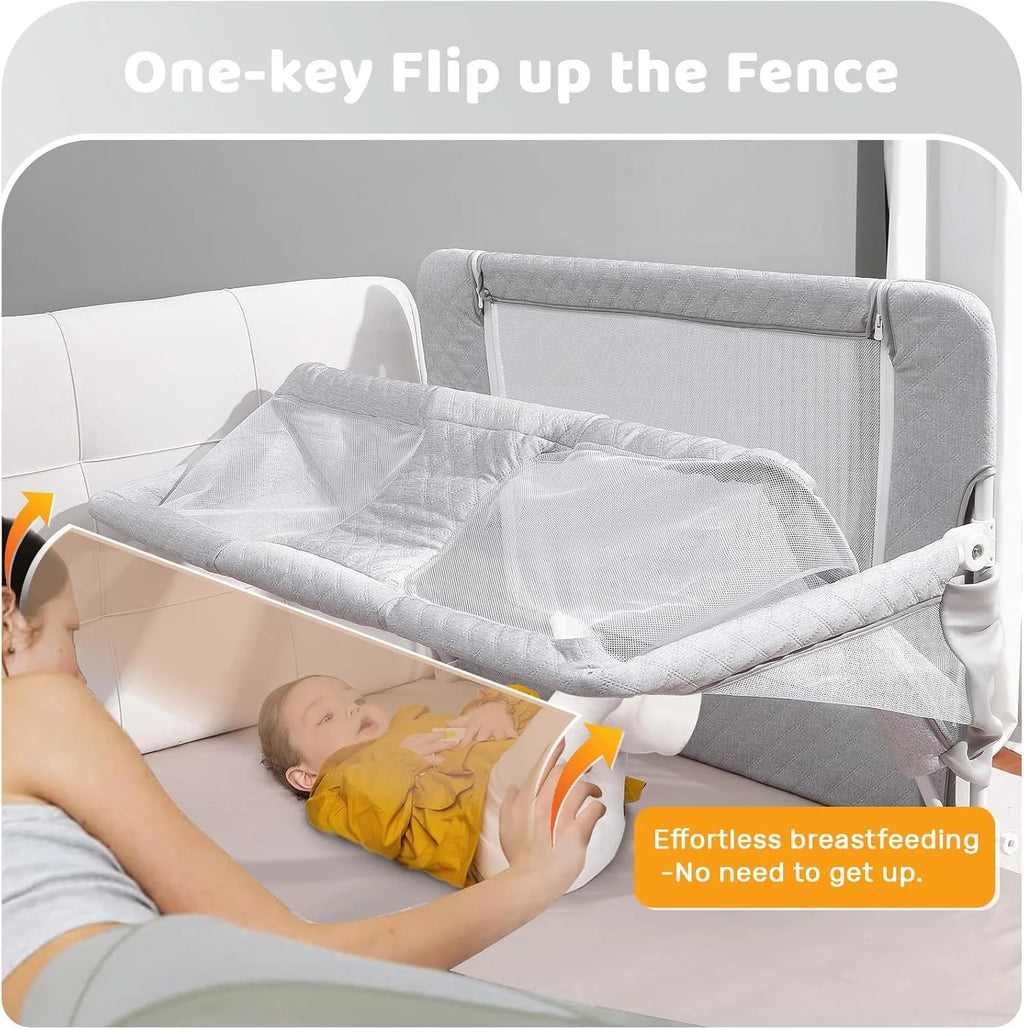 3-in-1 Folding Baby Crib – Portable Co-Sleeping Sleeper with Breathable Mesh Window, Washable Liner, 3-Second Compact Fold