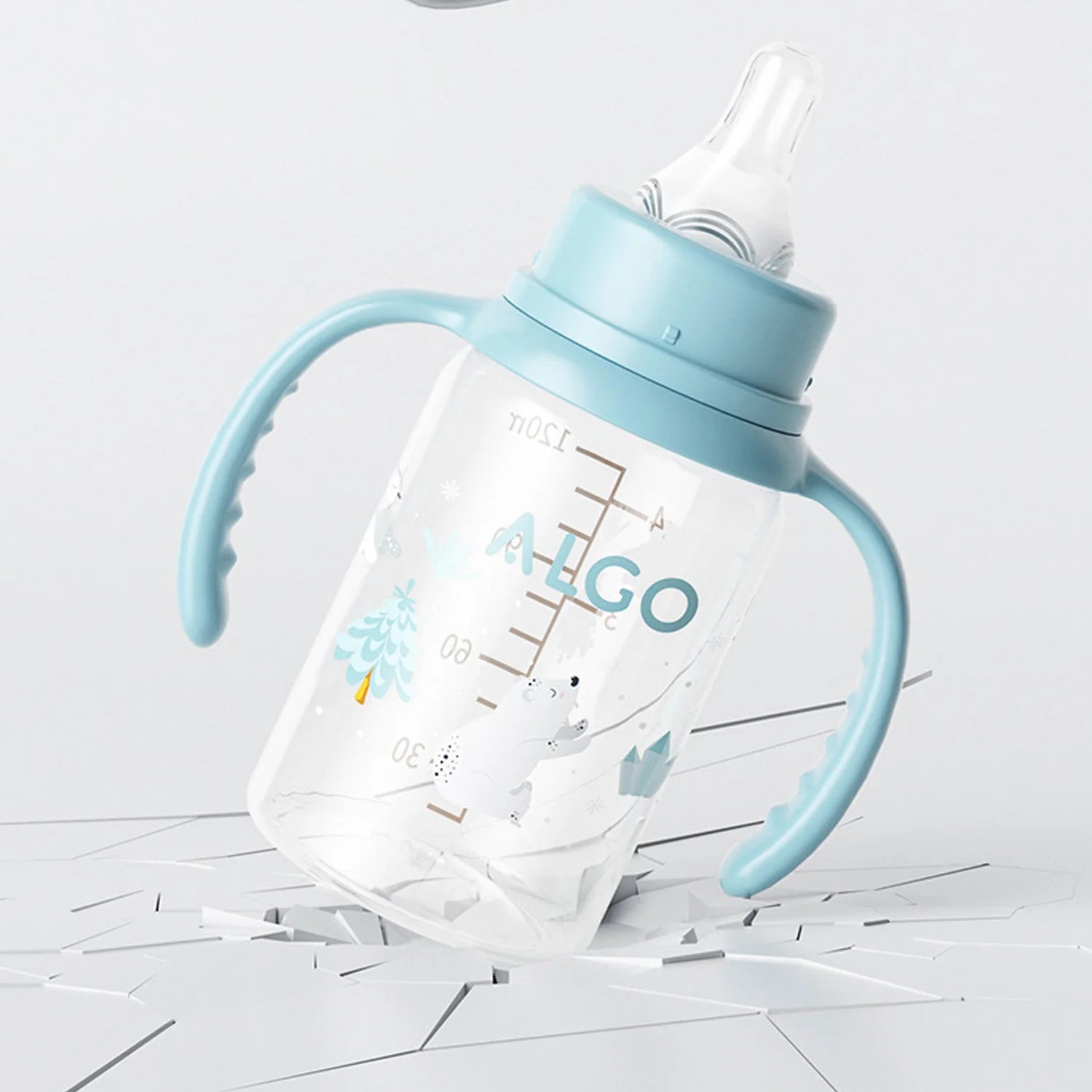 The new straight-body baby bottle, cute with handle, anti-flatulence standard mouth 240ml baby bottle, Christmas gift