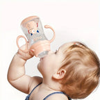 Large caliber baby bottle, 300ml/10.5oz, durable PPSU, straw and balancer - wide mouth design, suitable for easy learning