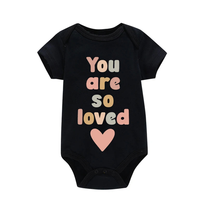 Newborn Baby Summer Rompers Infant Bodysuits Short Sleeve Jumpsuit “You Are So Loved” Baby Boy Girl Clothes Cotton  0-24 Months