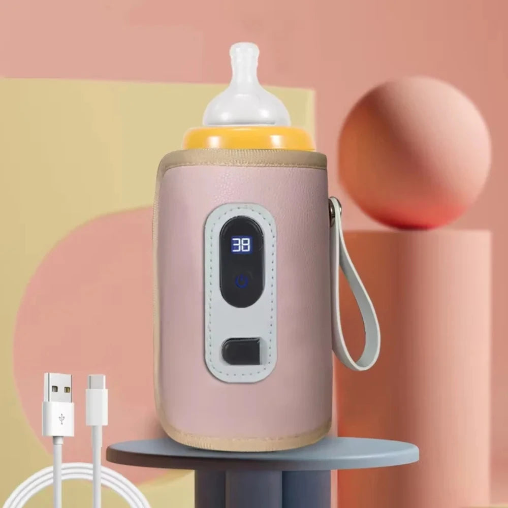 Portable Baby Bottle Insulation Sleeve, Baby Milk Insulation Device with LCD Screen, USB Insulation Bottle for Car Travel