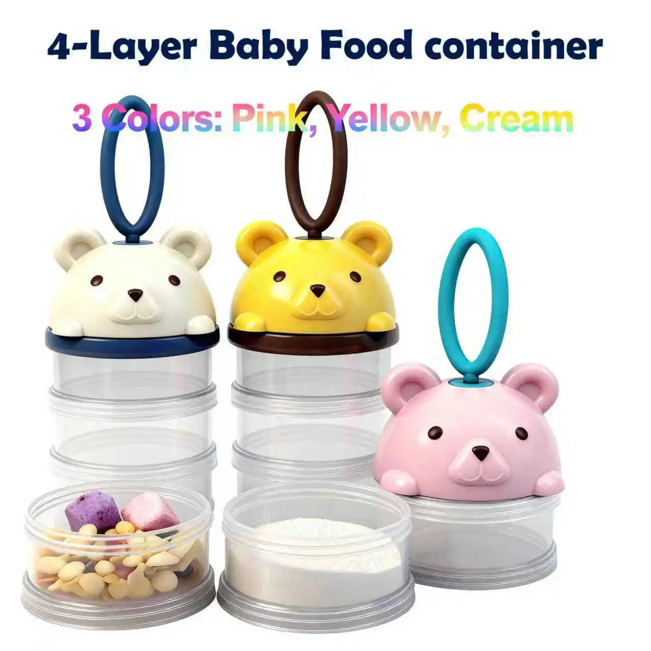 4-layer portable compartmental milk powder box, baby fruit complementary food box, very suitable for outdoor use